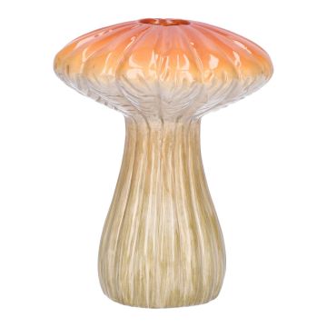 Vase aus Keramik PULCHERIA, Pilz Form, Rillen, orange-beige, 13cm Ø10cm