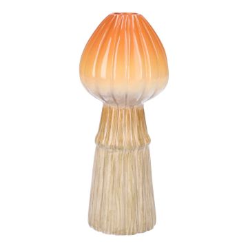 Pilz Vase RADOMILA, Keramik, Rillen, orange-beige, 18cm, Ø7,4cm