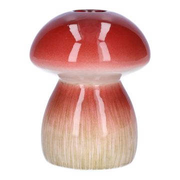 Pilz Blumenvase REFELINDE, Keramik, rot-beige, 12cm, Ø9,5cm