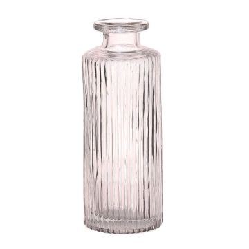 Flaschenvase EMANUELA aus Glas, Rillenmuster, klar, 13,2cm, Ø5,2cm