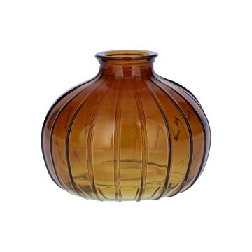 Flasche aus Glas ALFHARD mit Rillen, orange-braun-klar, 8,5cm, Ø10,5cm