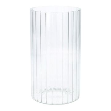 Blumen Vase BLANDINA, Glas, Rillen, transparent, 18cm, Ø10cm