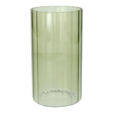 Blumen Vase BLANDINA, Glas, Rillen, grün-transparent, 18cm, Ø10cm