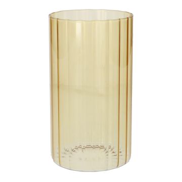 Blumen Vase BLANDINA, Glas, Rillen, gelb-transparent, 18cm, Ø10cm