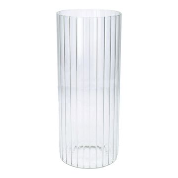 Blumen Vase BLANDINA, Glas, Rillen, transparent, 24cm, Ø10cm