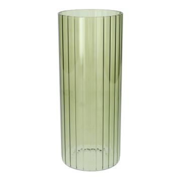 Blumen Vase BLANDINA, Glas, Rillen, grün-transparent, 24cm, Ø10cm