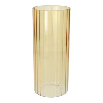 Blumen Vase BLANDINA, Glas, Rillen, gelb-transparent, 24cm, Ø10cm