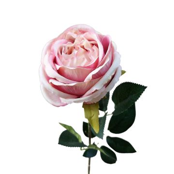 Plastik Blume Rose CHERLEN, rosa-creme, 60cm, Ø10cm