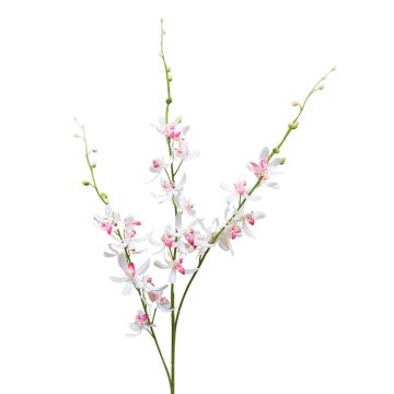 Künstlicher Blumenzweig Cymbidium Orchidee MONDEGO, weiß-pink, 95cm