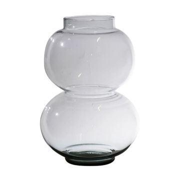 Kugelige Glas Vase HERIBETO, recycelt, klar, 25cm, Ø16cm