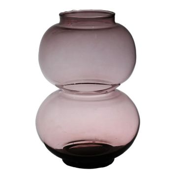 Kugelige Glas Vase HERIBETO, recycelt, violett-klar, 25cm, Ø16cm