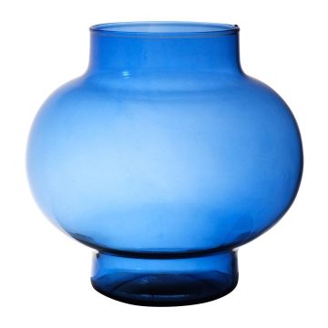 Kugelige Glas Vase RAINIERO, recycelt, blau-klar, 23cm, Ø23cm