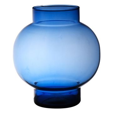 Kugelige Glas Vase RAINIERO, recycelt, blau-klar, 26cm, Ø26cm