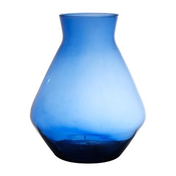 Blumenvase RAMUNDA aus Glas, recycelt, blau-klar, 25cm, Ø19cm