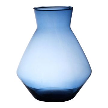 Blumenvase RAMUNDA aus Glas, recycelt, blau-klar, 30cm, Ø25cm