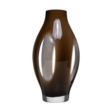 Glas Vase PROSPERO mit Sichtfenstern, braun-klar, 30cm, Ø16cm