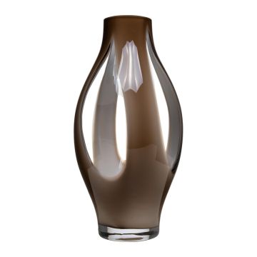 Glas Vase PROSPERO mit Sichtfenstern, braun-klar, 40cm, Ø21cm