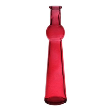 Flaschenvase REYNALDO aus Glas, rot-klar, 23cm, Ø5,5cm