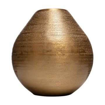 Vase aus Metall TIGRESA mit Struktur, gold, 25,4cm, Ø25,4cm