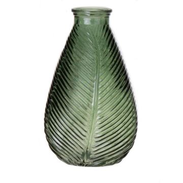 Flaschenvase NELLOMIO mit Blattstruktur, Glas, grün-klar, 23cm, Ø14cm