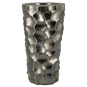 Design Keramikvase MESLA mit Facetten, silber, 62cm, Ø33cm