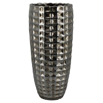 Design Keramik Vase CENIK mit Facetten, silber, 73cm, Ø32,5cm