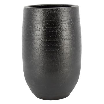 Pflanzvase Keramik DEIRA mit Maserung, schwarz-matt, 40cm, Ø26cm