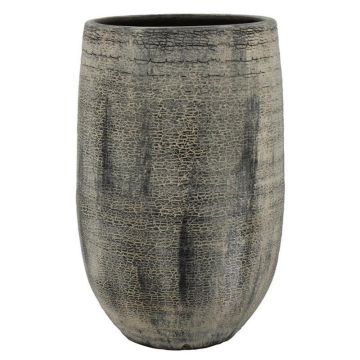 Pflanzvase Keramik DEIRA mit Maserung, braun-schwarz, 40cm, Ø26cm