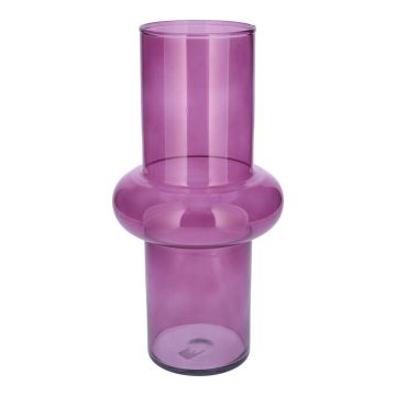 Glas Vase ELSABEA, recycelt, violett-klar, 31cm, Ø15cm