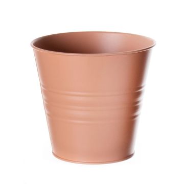 Runder Zinktopf MICOLATO mit Rillen, terracotta, 12cm, Ø13,5cm