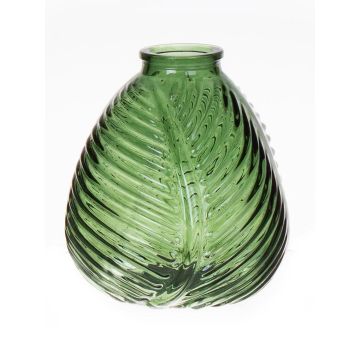 Flaschenvase NELLOMIO mit Blattstruktur, Glas, grün-klar, 13cm, Ø12cm