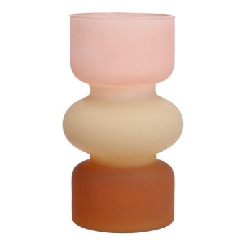 Bunte Vase NEVOLINKI, Glas, rosa-beige-braun-matt, 18cm, Ø10,5cm