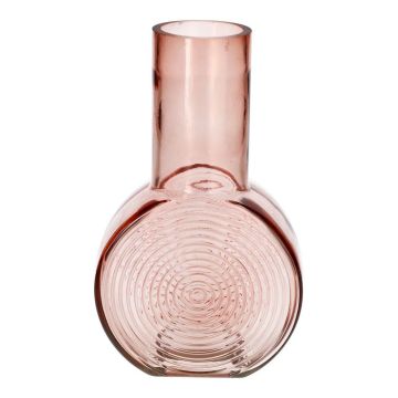 Runde Dekovase ORESTINO aus Glas, rosa-klar, 14x7,5x22,5cm