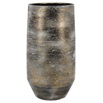 Keramik Blumenvase SEJAL, gesprenkelt, grau-gold, 35cm, Ø19cm