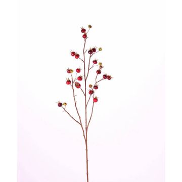 Kunst Wildrose Zweig GERDA mit Früchten, rot, 110cm