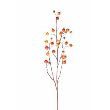 Kunst Wildrose Zweig GERDA mit Früchten, orange, 110cm