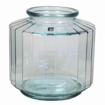 Deko Glas Vase LOANA, klar-blau, 23cm, Ø23cm, 4L