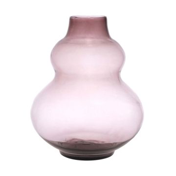 Bauchige Glas Vase LAZARO, recycelt, violett-klar, 25cm, Ø19cm