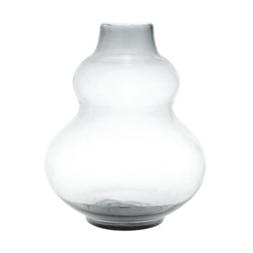 Bauchige Glas Vase LAZARO, recycelt, klar, 25cm, Ø19cm