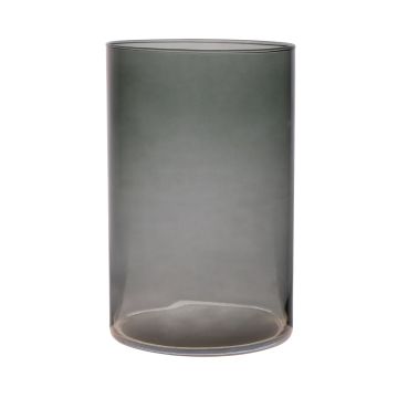 Glas Vase Zylinder SANYA EARTH, dunkelgrau-klar, 21cm, Ø14cm