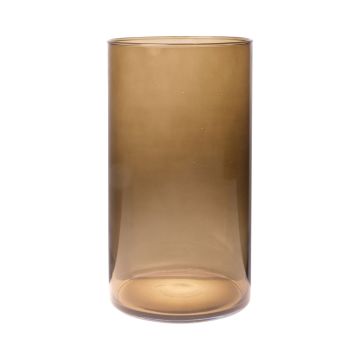 Glas Vase Zylinder SANYA EARTH, braun-klar, 30cm, Ø16cm
