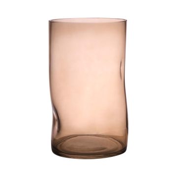 Glas Dekovase OBDULIA mit Dellen, beige-klar, 25cm, Ø15cm