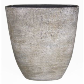 Ovale Keramikvase AGAPE mit Maserung, weiß-braun, 51x17x57cm