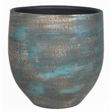 Keramik Blumentopf AETIOS, Farbverlauf, blau-gold, 16cm, Ø17cm