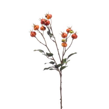 Künstlicher Apfelrosen Zweig ARANKA mit Hagebutten, orange, 65cm