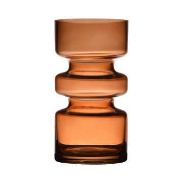 Ausgefallene Glas Vase TAMLIN, orange-braun-klar, 17cm, Ø9cm