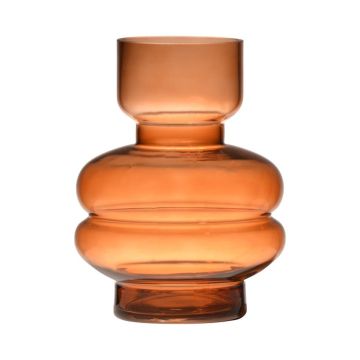 Ausgefallene Glas Vase TAMLIN, orange-braun-klar, 15cm, Ø9cm