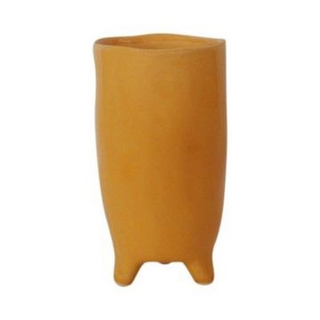 Vase Keramik CATIA mit Füßen, orange-braun, 20cm, Ø11cm