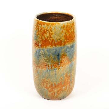 Keramik Vase GIORGOS mit Muster, ocker-grün-blau, 40cm, Ø21cm