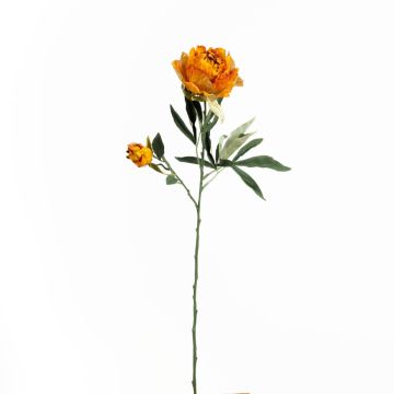 Plastik Blumenzweig Paeony GALENE, Eco Collection, orange-gelb, 65cm, Ø10cm